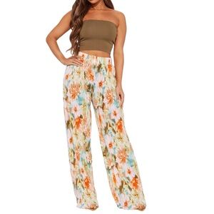 Fashion Nova Somewhere Sweeter Floral Printed High Rise Pants Size Large New